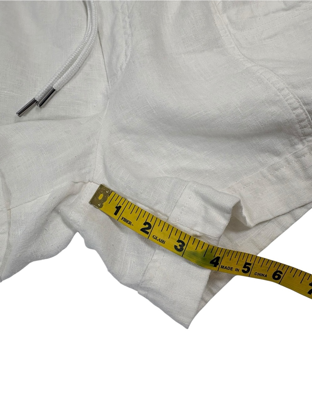 Athleta Cabo Linen 4” Shorts White 100% Linen Drawstring Casual Comfy Size 16 - Picture 6 of 10